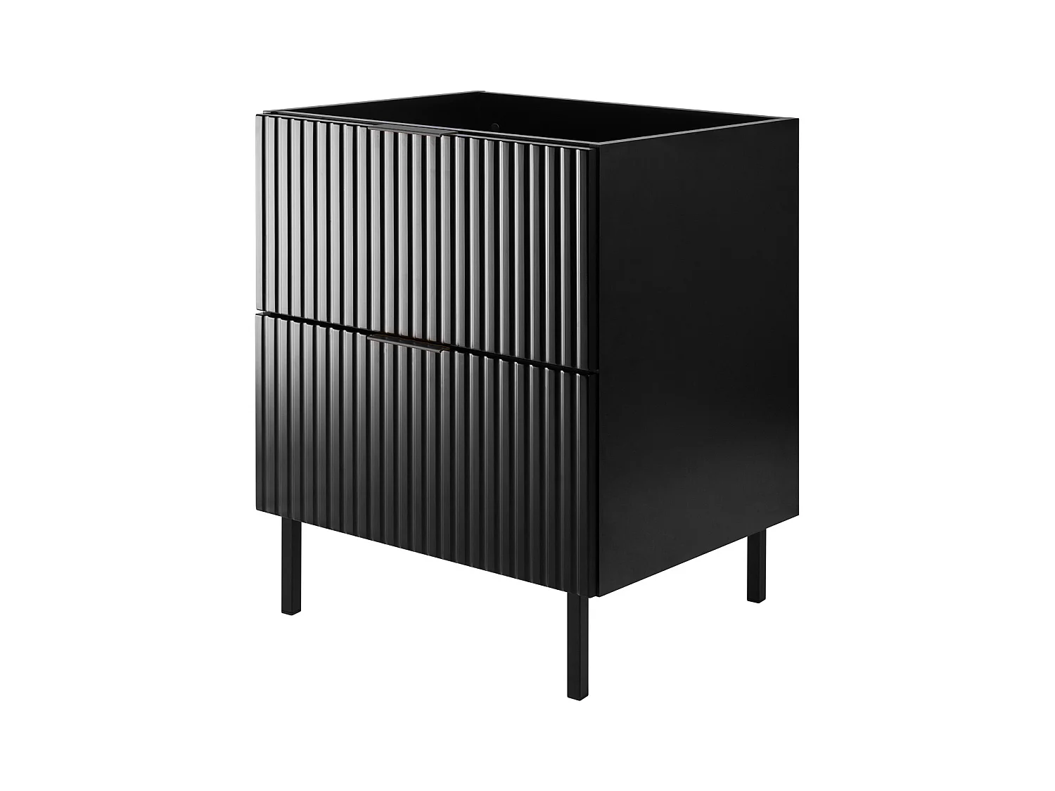 Waschbeckunterschrank, Schwarz, 60 x 77 x 46 cm, schwarzer Griff, schwarze Beine, ohne Arbeitsplatte