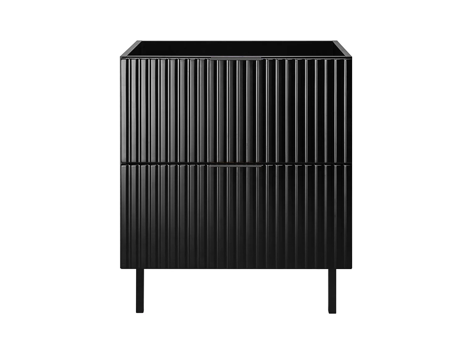Waschbeckunterschrank, Schwarz, 60 x 77 x 46 cm, schwarzer Griff, schwarze Beine, ohne Arbeitsplatte