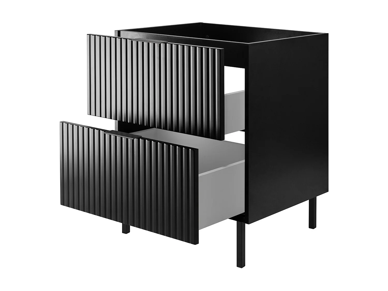 Meuble vasque, Noir, 60 x 77 x 46 cm, poignée noire, pieds noirs, sans plateau