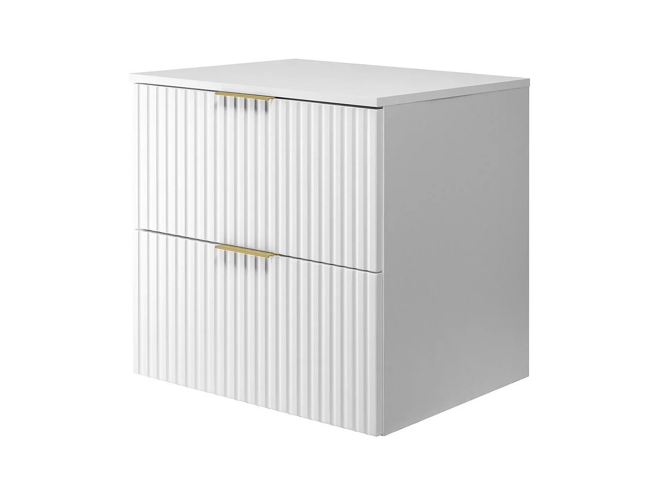 Waschbeckunterschrank, Weiß, 60 x 57 x 46 cm, goldener Griff + Arbeitsplatte