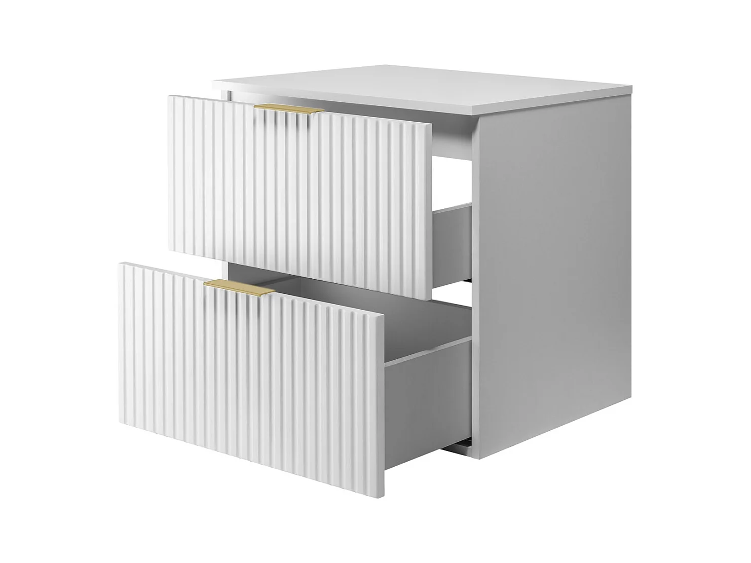 Waschbeckunterschrank, Weiß, 60 x 57 x 46 cm, goldener Griff + Arbeitsplatte