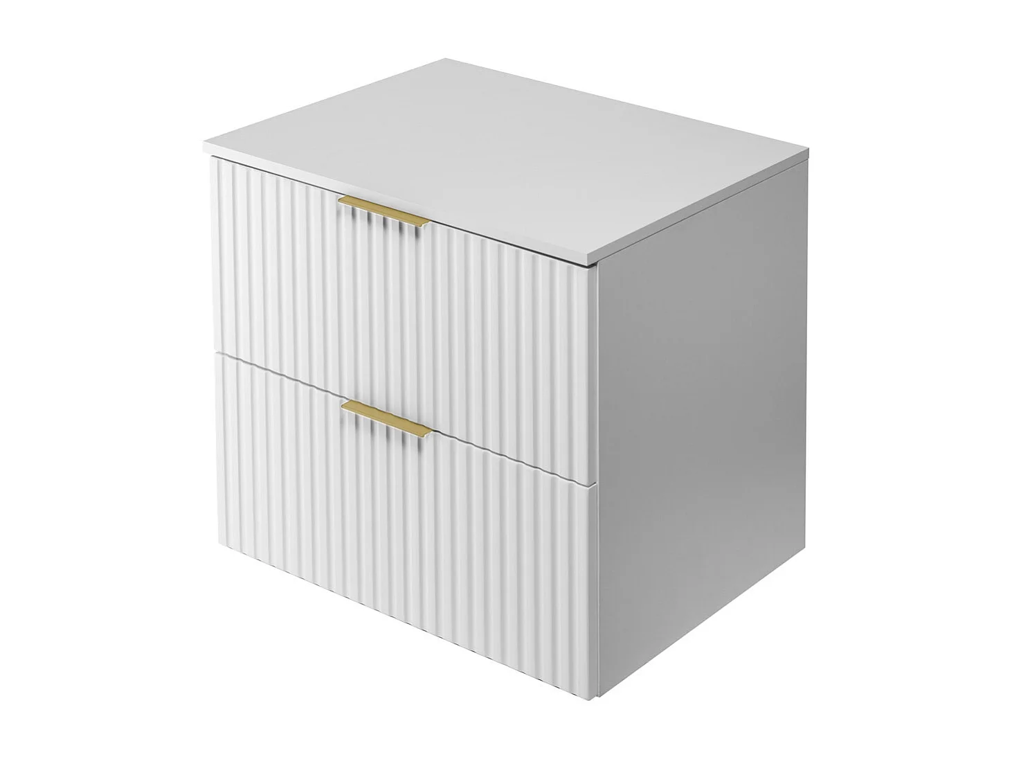 Meuble vasque, Blanc, 60 x 57 x 46 cm, poignée dorée + Plan de travail