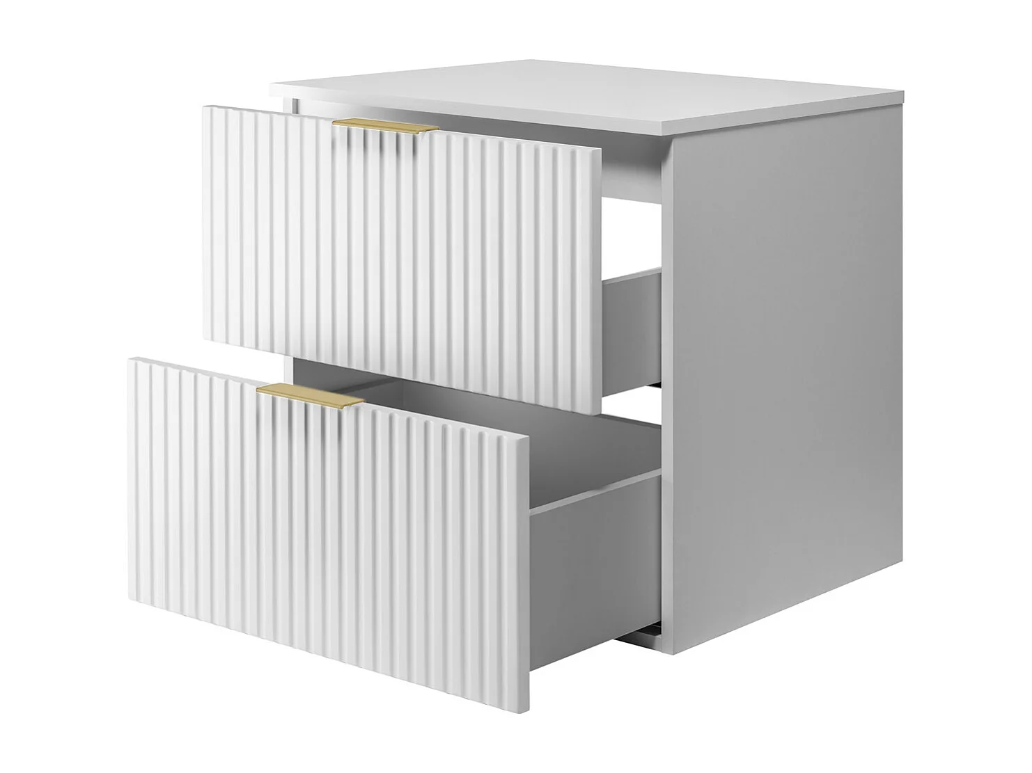 Meuble vasque, Blanc, 60 x 57 x 46 cm, poignée dorée + Plan de travail