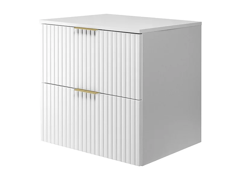 Meuble vasque, Blanc, 60 x 57 x 46 cm, poignée dorée + Plan de travail