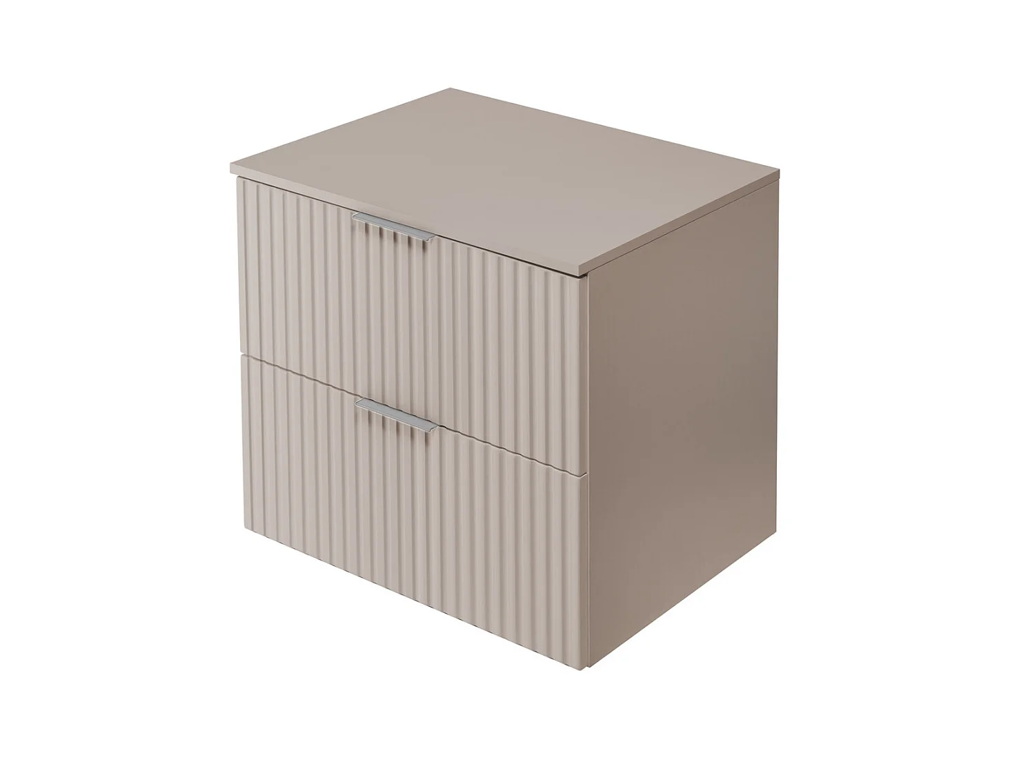 Waschbeckunterschrank, Kaschmir, 60 x 57 x 46 cm, silberner Griff + Arbeitsplatte