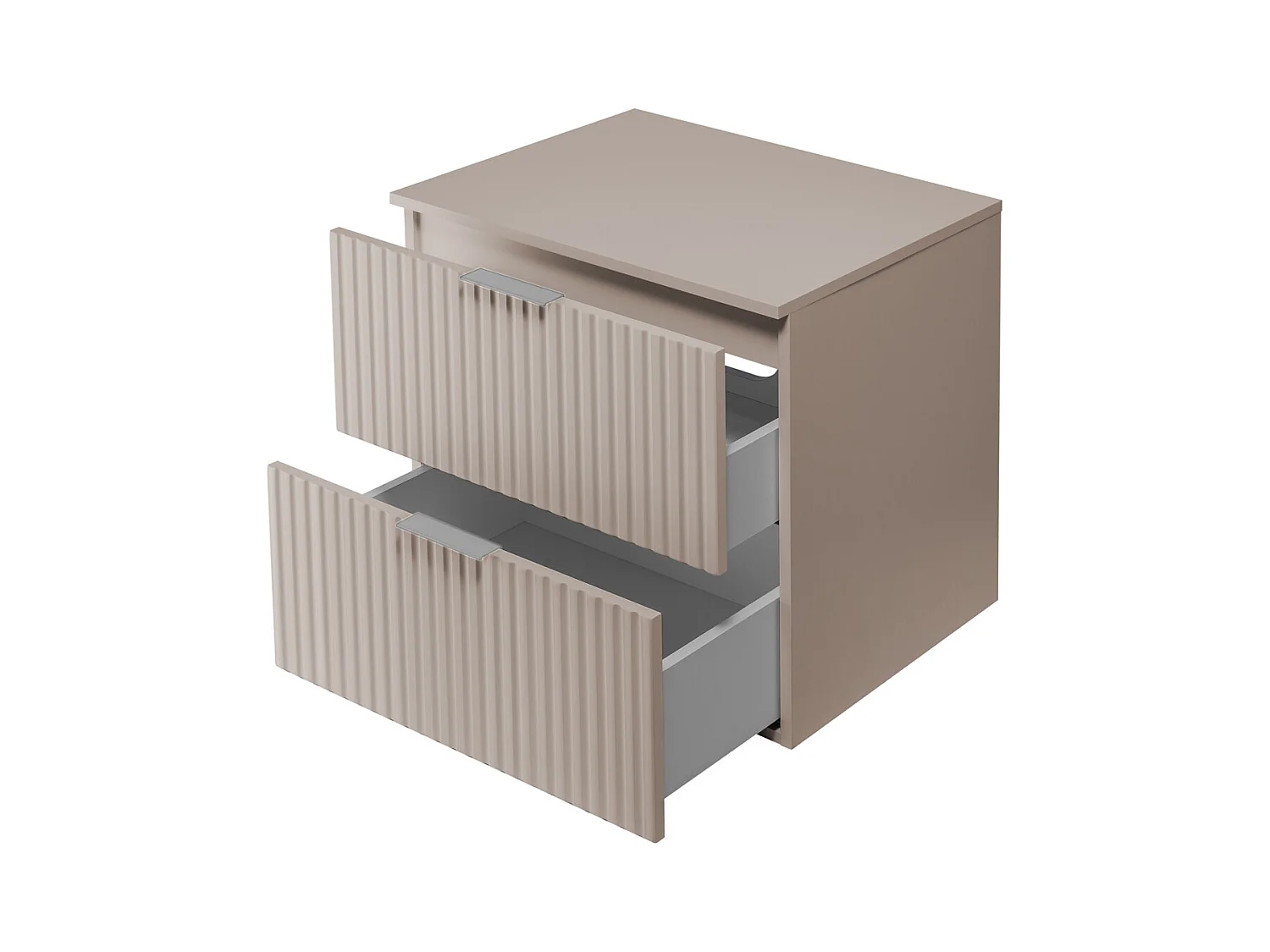 Waschbeckunterschrank, Kaschmir, 60 x 57 x 46 cm, silberner Griff + Arbeitsplatte