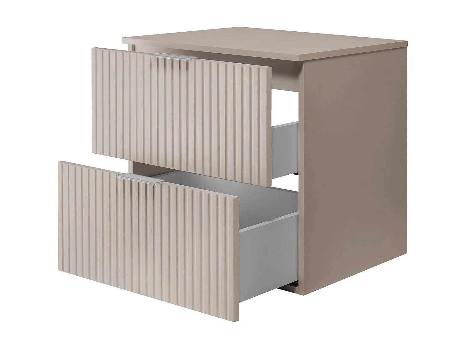 Meuble vasque, Cachemire, 60 x 57 x 46 cm, poignée argentée + Plan de travail