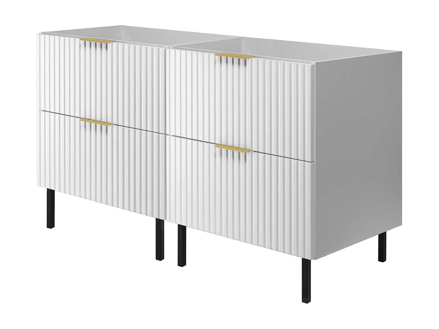 Szafka pod umywalkę, Biały, 120 (2 x 60) x 77 x 46 cm, uchwyt złoty, nogi czarne, bez blatu