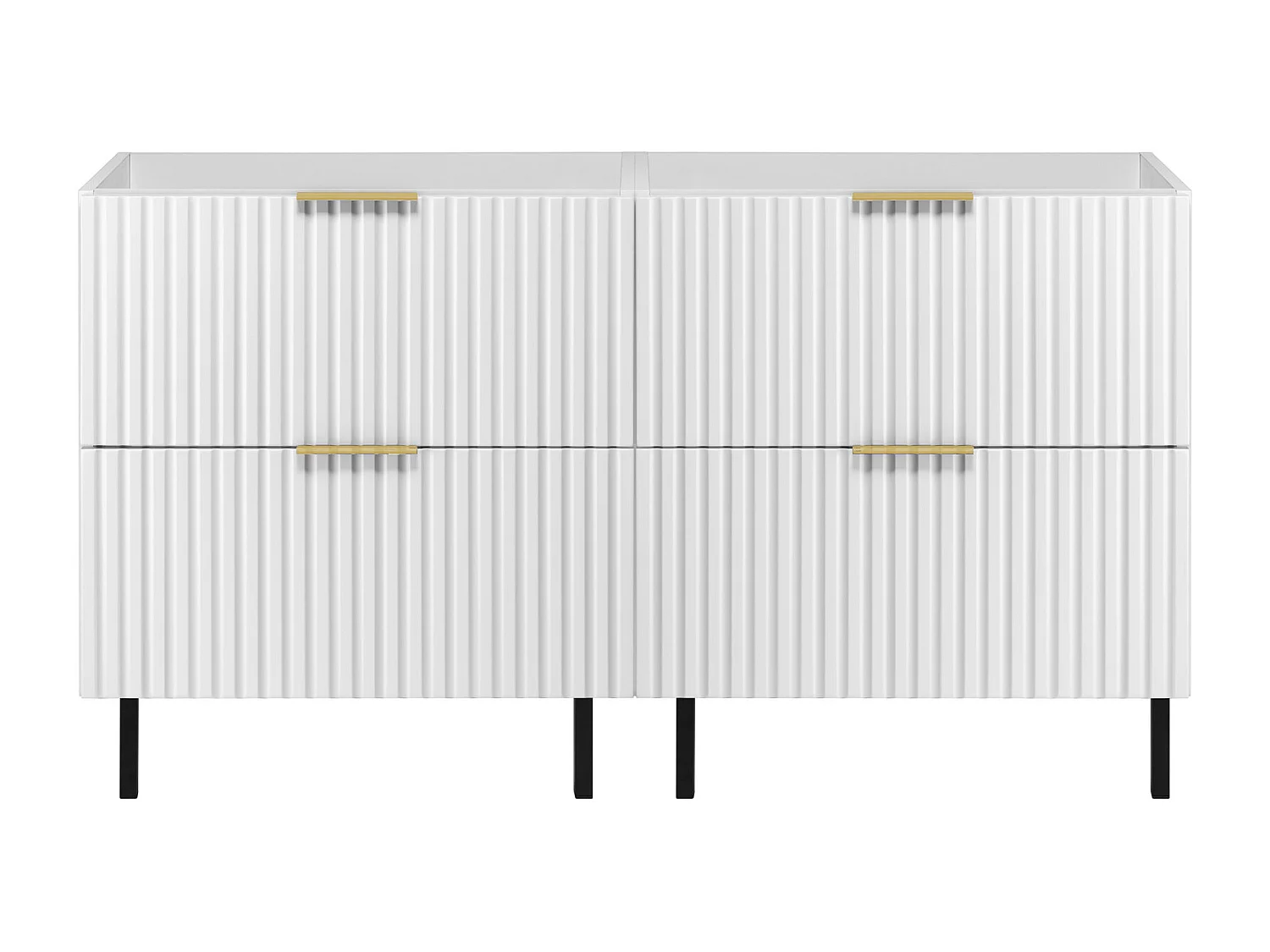 Szafka pod umywalkę, Biały, 120 (2 x 60) x 77 x 46 cm, uchwyt złoty, nogi czarne, bez blatu