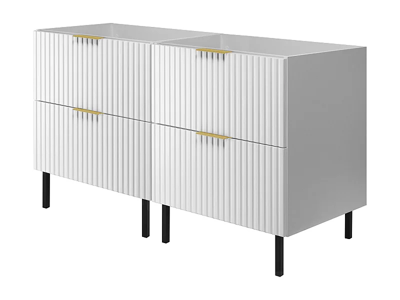 Wastafelmeubel, Wit, 120 (2 x 60) x 77 x 46 cm, gouden handgreep, Zwarte poten, zonder blad