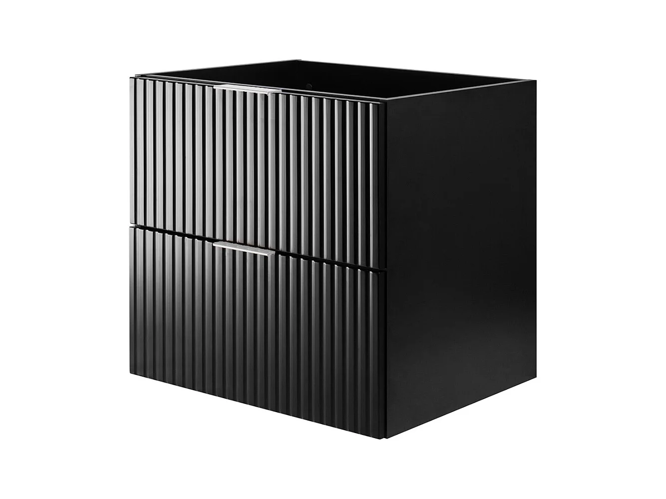 Meuble vasque, Noir, 60 x 57 x 46 cm, poignée argentée, sans plateau