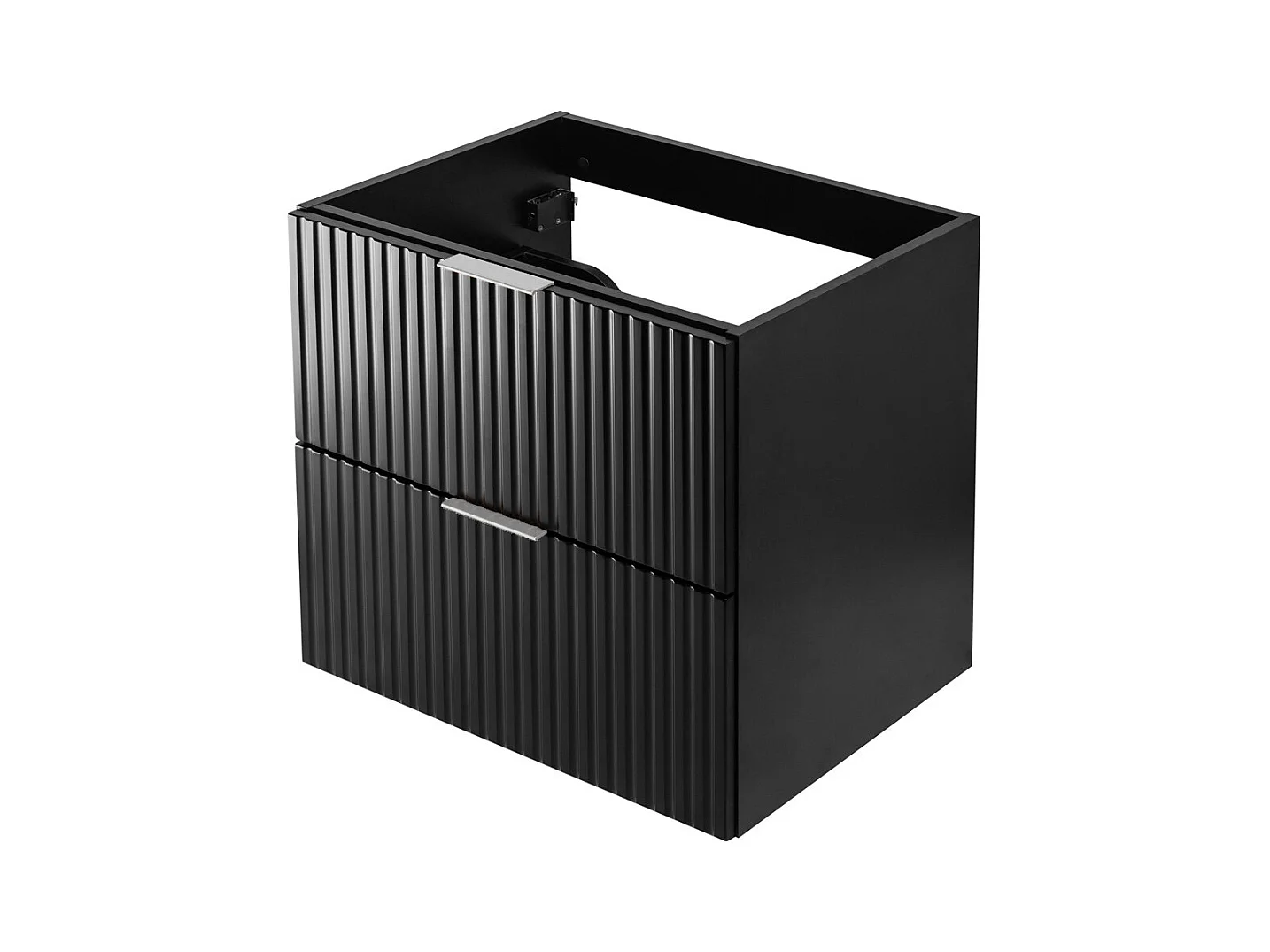 Meuble vasque, Noir, 60 x 57 x 46 cm, poignée argentée, sans plateau