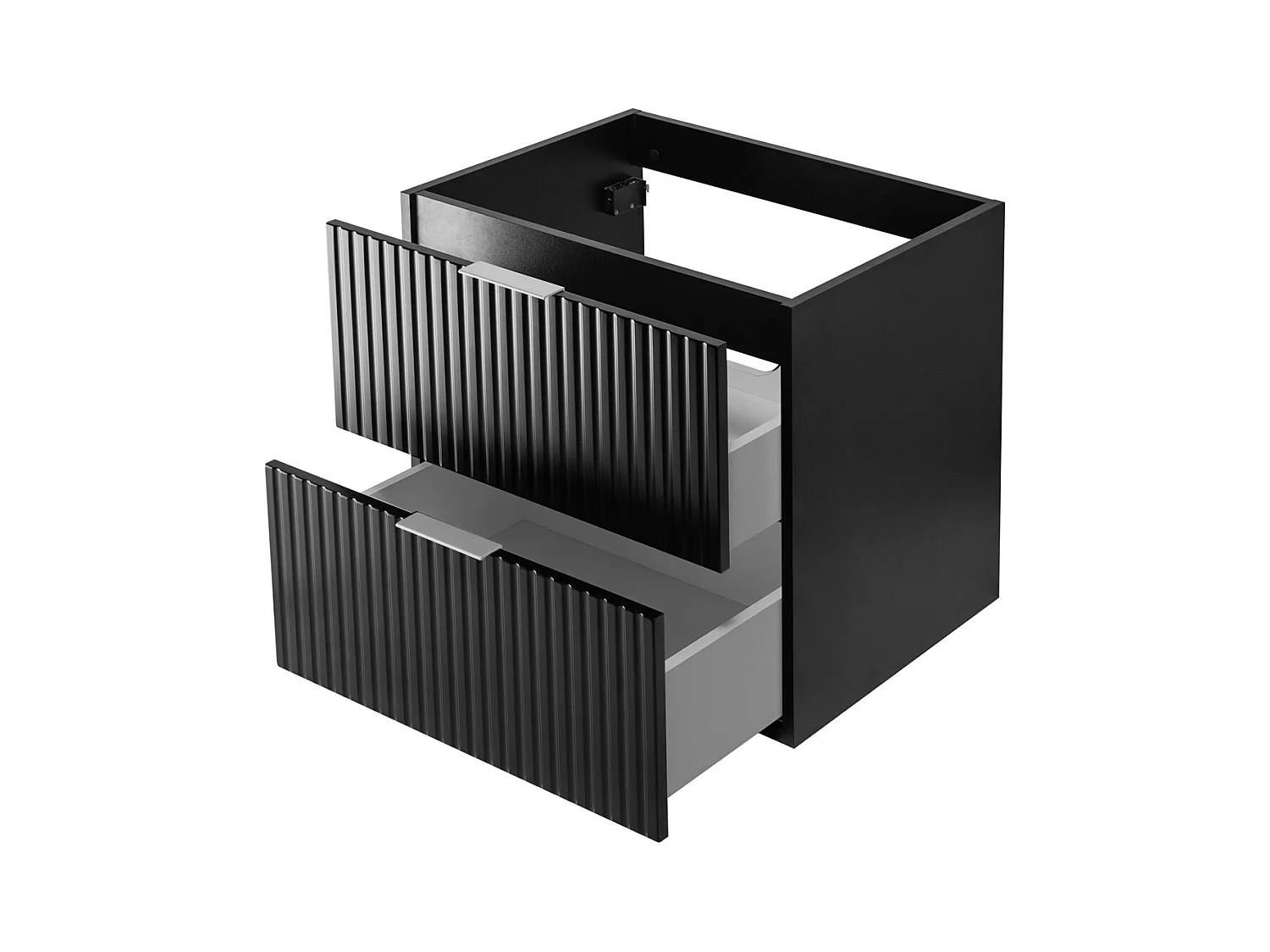 Meuble vasque, Noir, 60 x 57 x 46 cm, poignée argentée, sans plateau