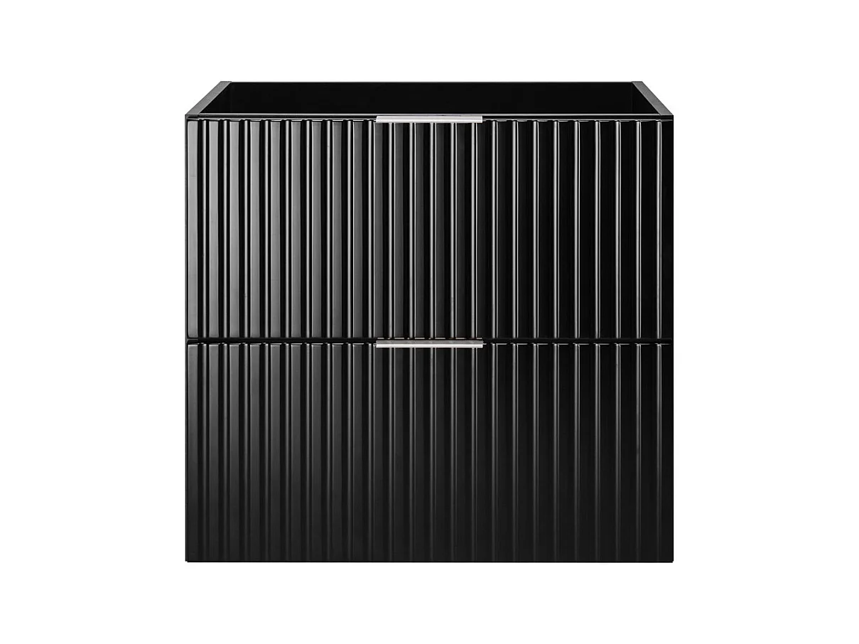 Meuble vasque, Noir, 60 x 57 x 46 cm, poignée argentée, sans plateau