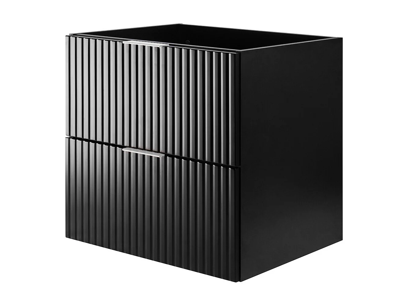 Meuble vasque, Noir, 60 x 57 x 46 cm, poignée argentée, sans plateau