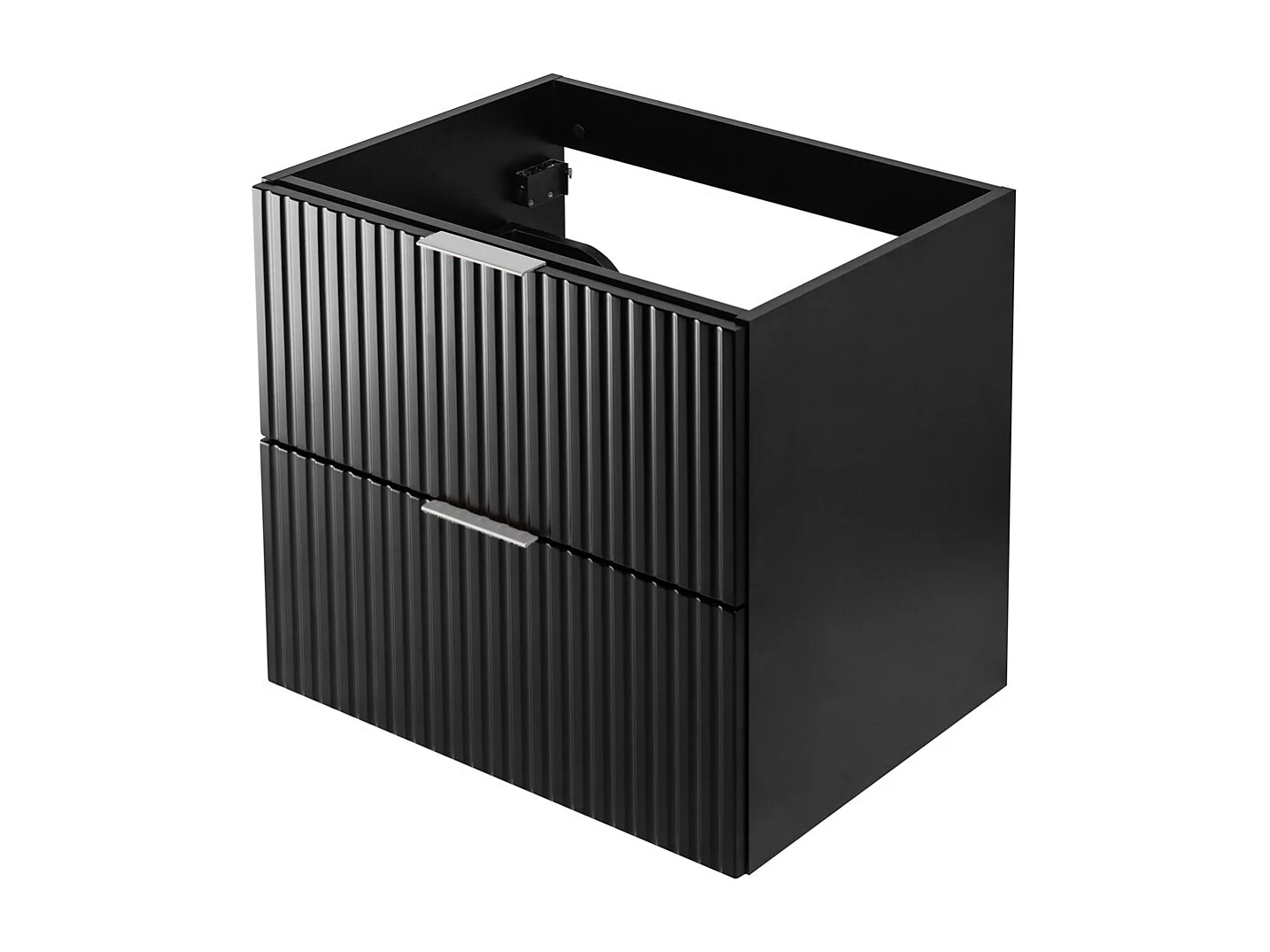 Meuble vasque, Noir, 60 x 57 x 46 cm, poignée argentée, sans plateau