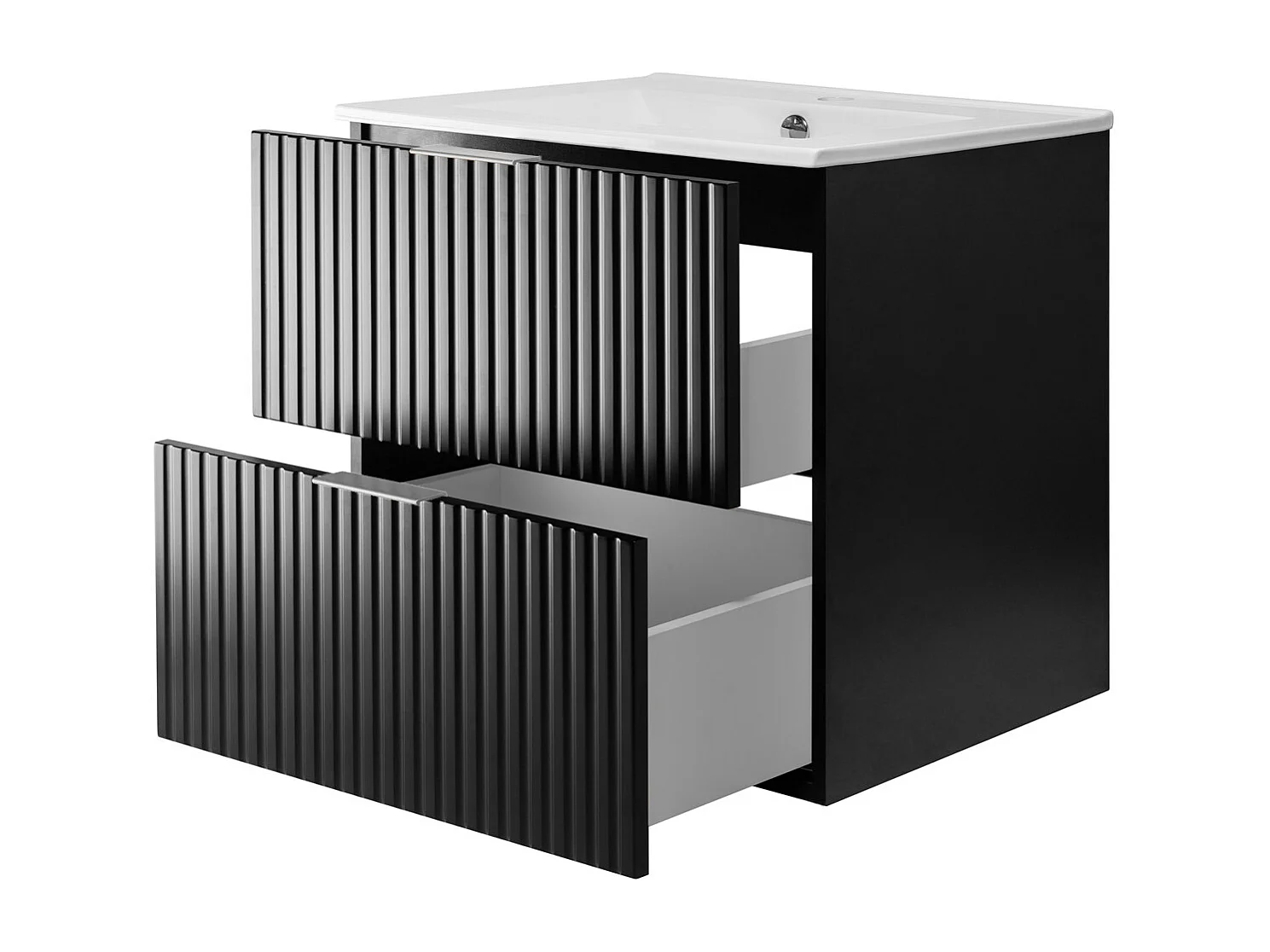 Meuble vasque, Noir, 60 x 57 x 46 cm, poignée argentée, sans plateau