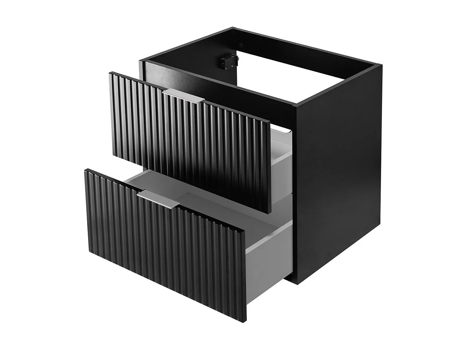 Meuble vasque, Noir, 60 x 57 x 46 cm, poignée argentée, sans plateau