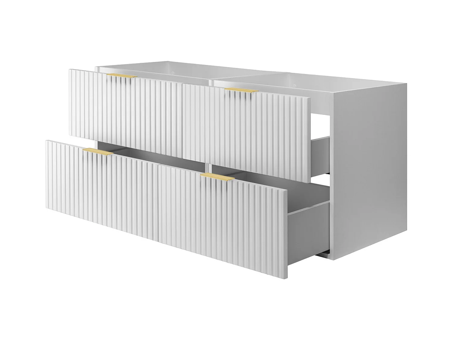 Meuble vasque, Blanc, 120 (2 x 60) x 57 x 46 cm, poignée dorée, sans plateau