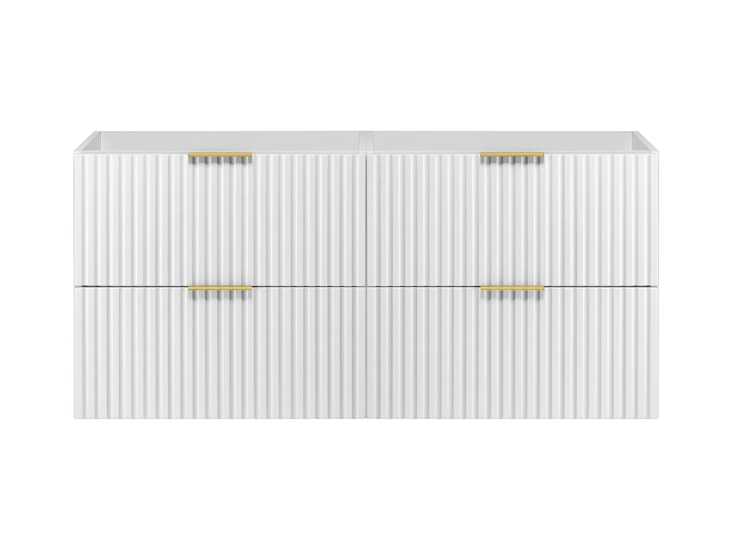 Meuble vasque, Blanc, 120 (2 x 60) x 57 x 46 cm, poignée dorée, sans plateau