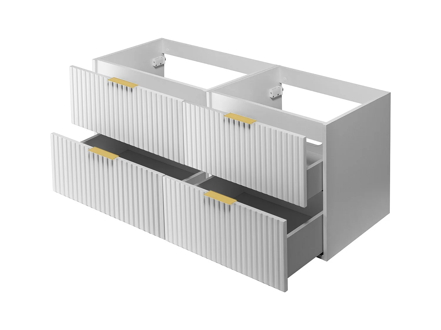 Meuble vasque, Blanc, 120 (2 x 60) x 57 x 46 cm, poignée dorée, sans plateau