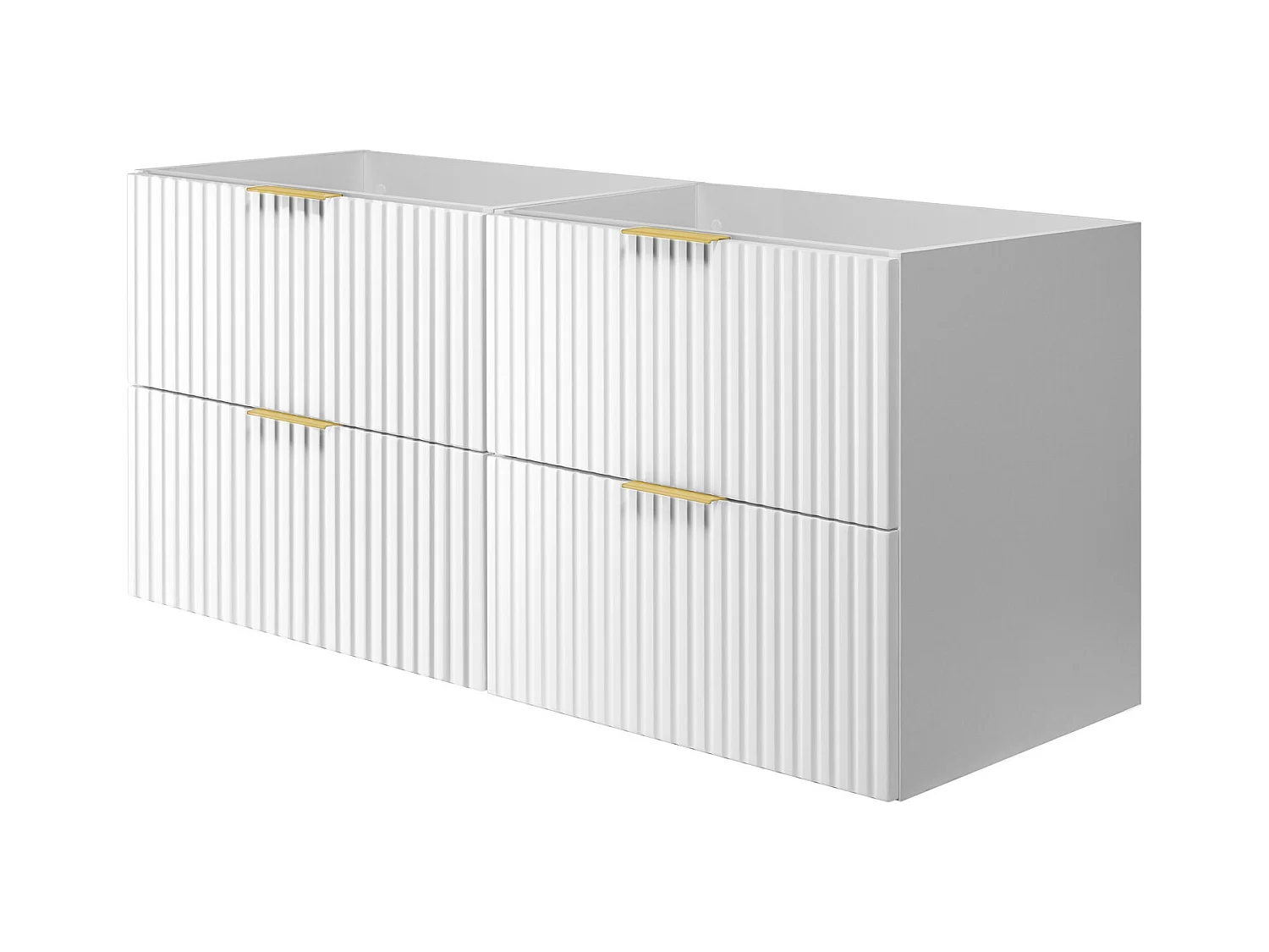Meuble vasque, Blanc, 120 (2 x 60) x 57 x 46 cm, poignée dorée, sans plateau
