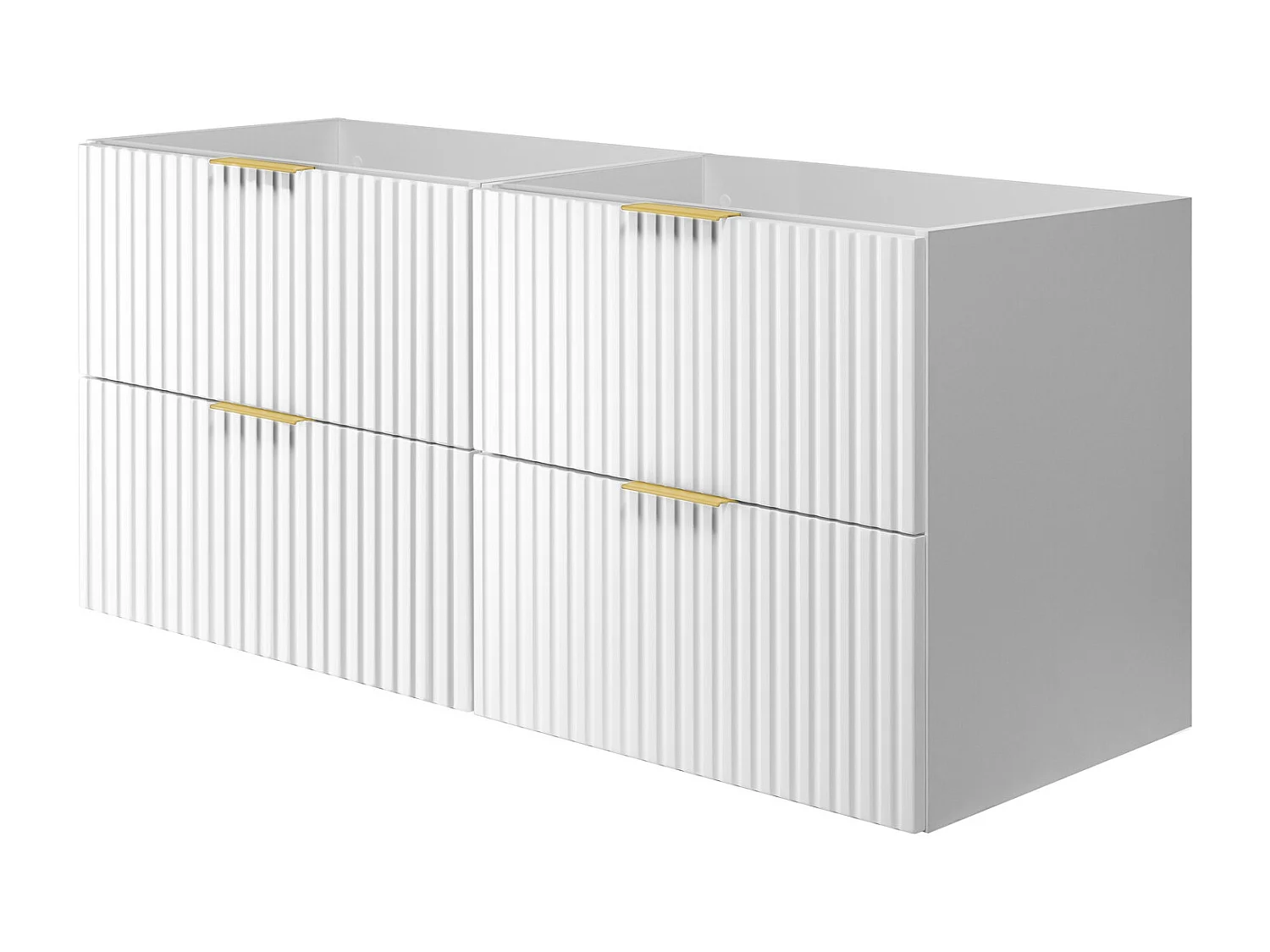 Waschbeckunterschrank, Weiß, 120 (2 x 60) x 57 x 46 cm, Griff Gold, ohne Arbeitsplatte