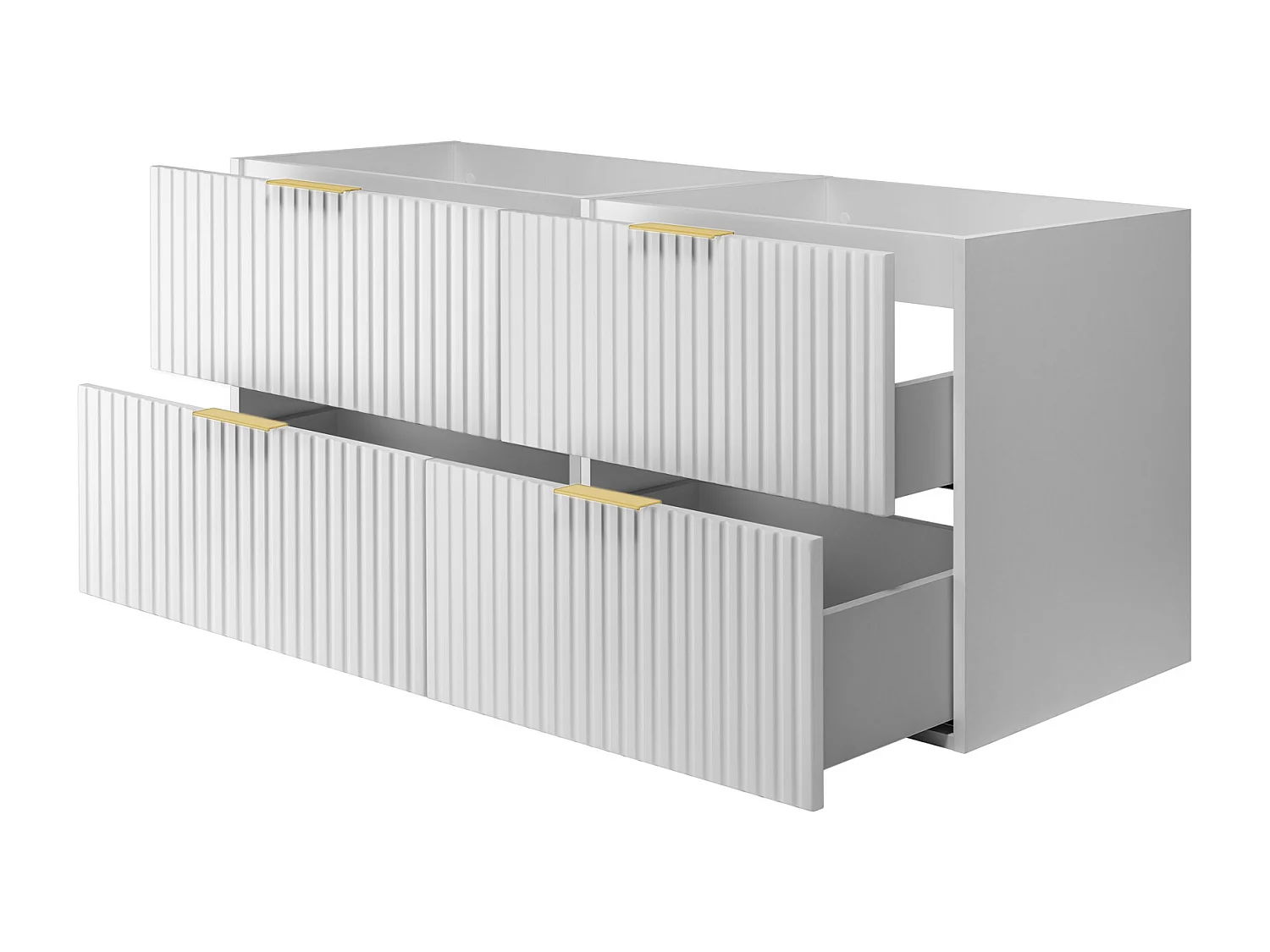 Waschbeckunterschrank, Weiß, 120 (2 x 60) x 57 x 46 cm, Griff Gold, ohne Arbeitsplatte