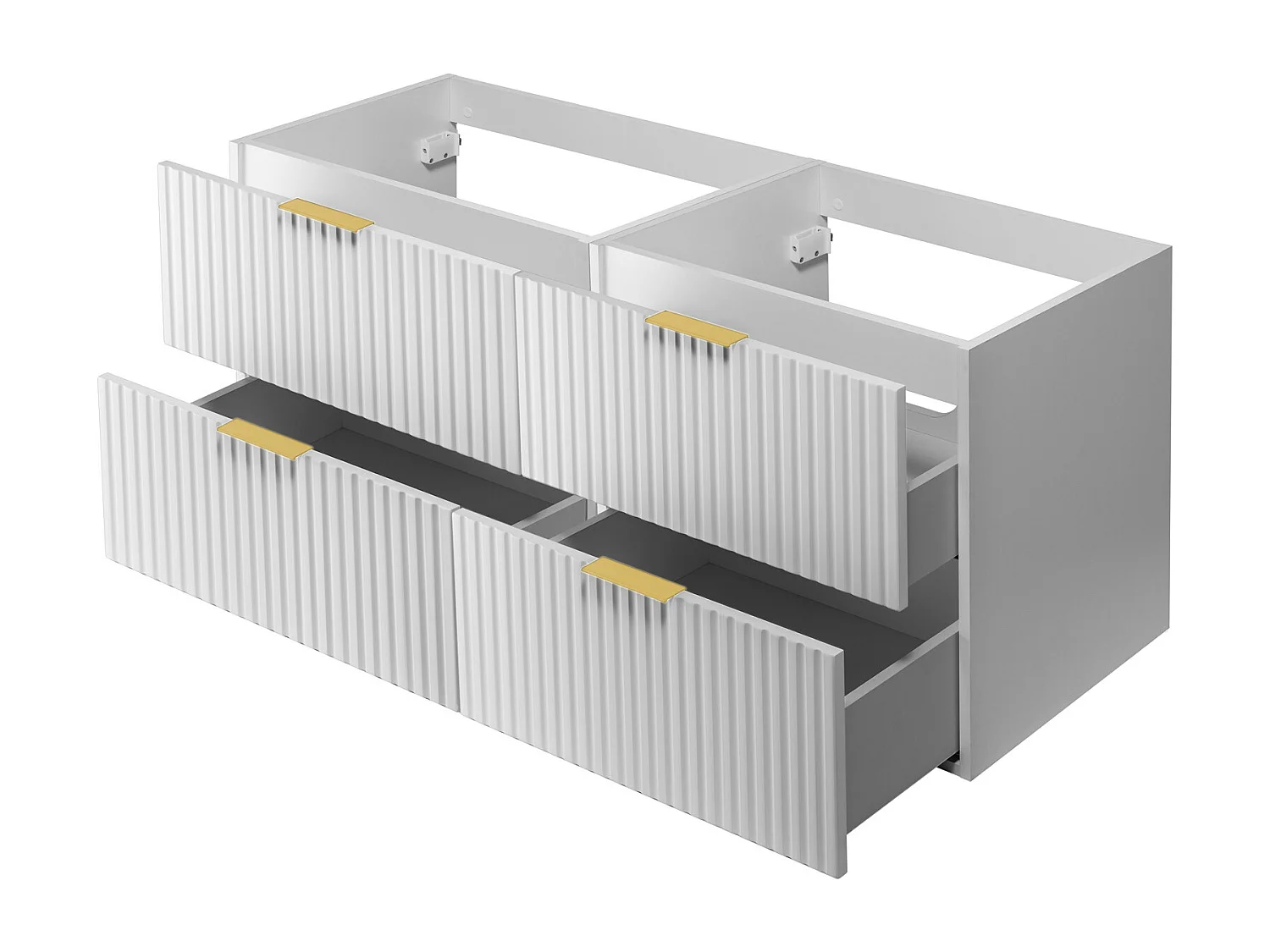 Waschbeckunterschrank, Weiß, 120 (2 x 60) x 57 x 46 cm, Griff Gold, ohne Arbeitsplatte