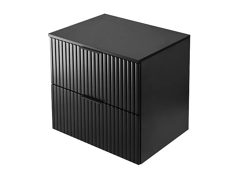 Waschbeckunterschrank, Schwarz, 60 x 57 x 46 cm, schwarzer Griff + Arbeitsplatte