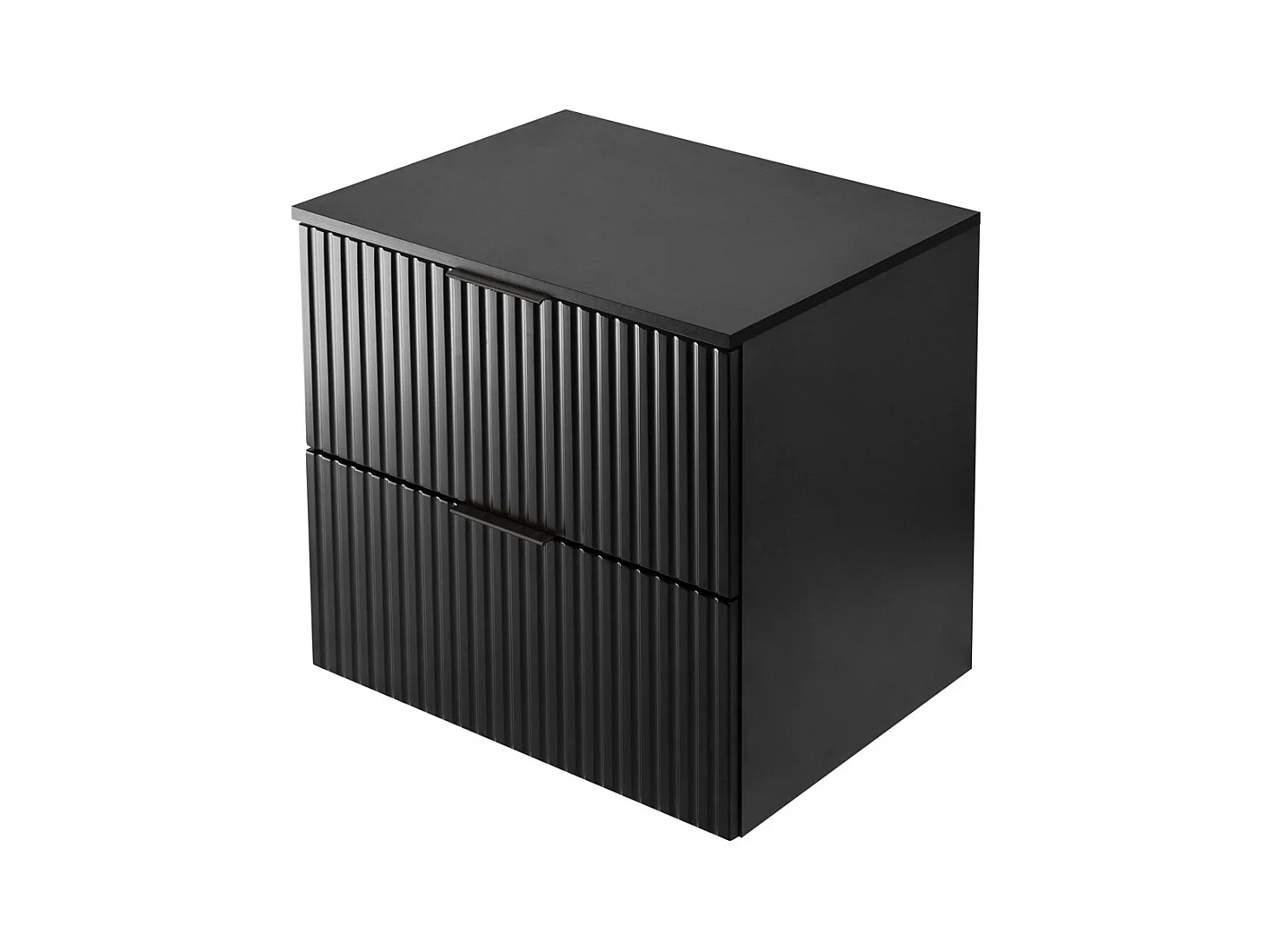 Meuble vasque, Noir, 60 x 57 x 46 cm, poignée noire + Plan de travail