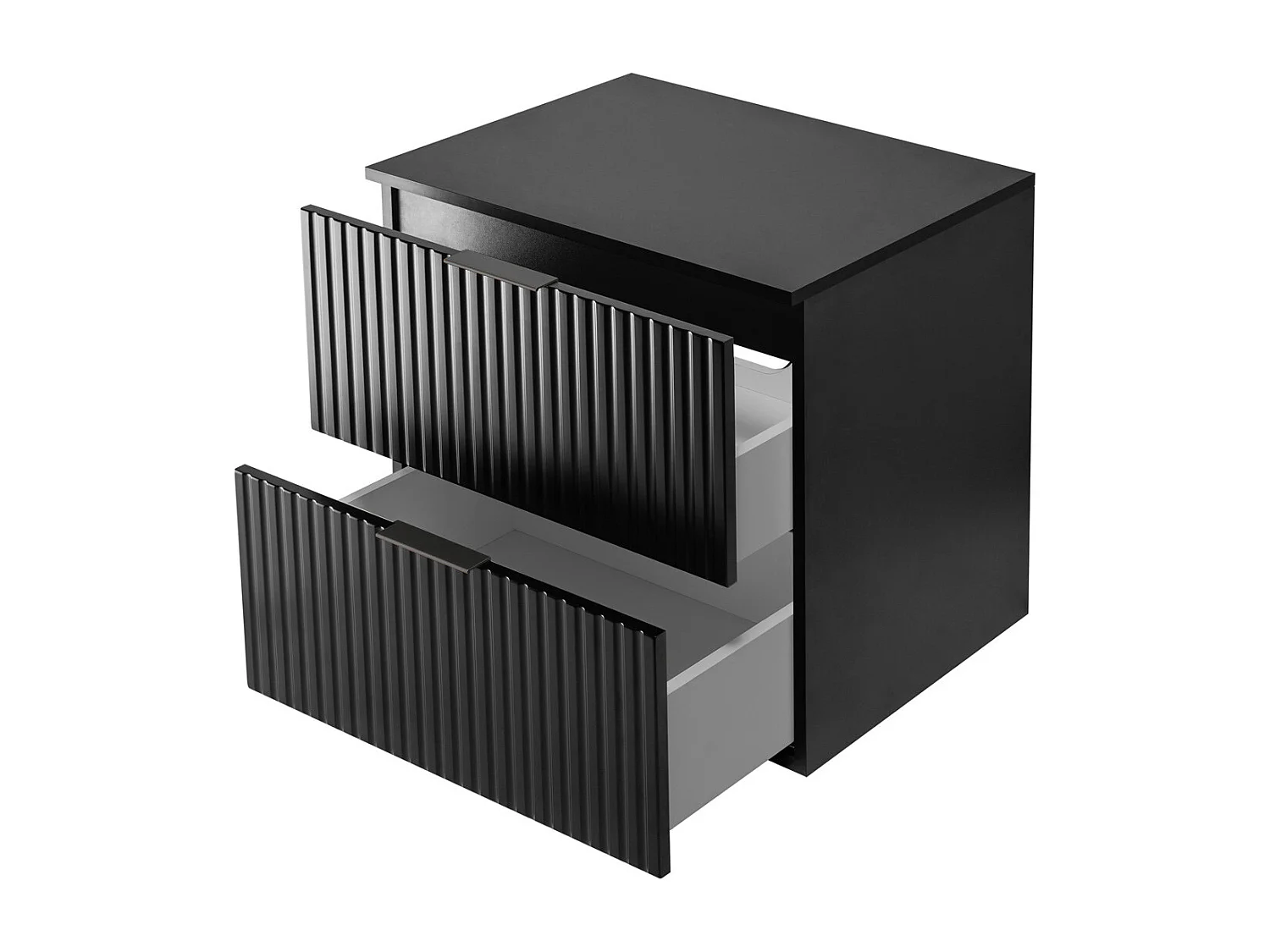 Meuble vasque, Noir, 60 x 57 x 46 cm, poignée noire + Plan de travail