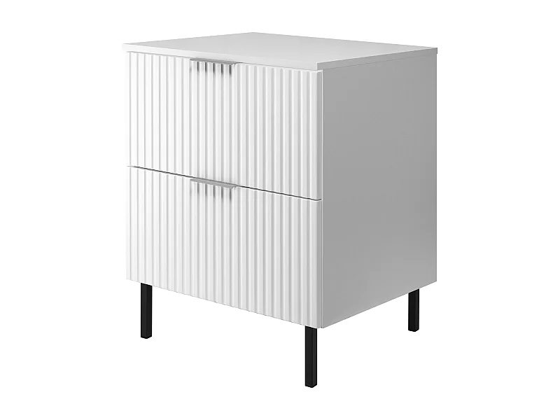 Wastafelmeubel, Wit, 60 x 77 x 46 cm, zilveren handgreep, Zwarte poten + Blad