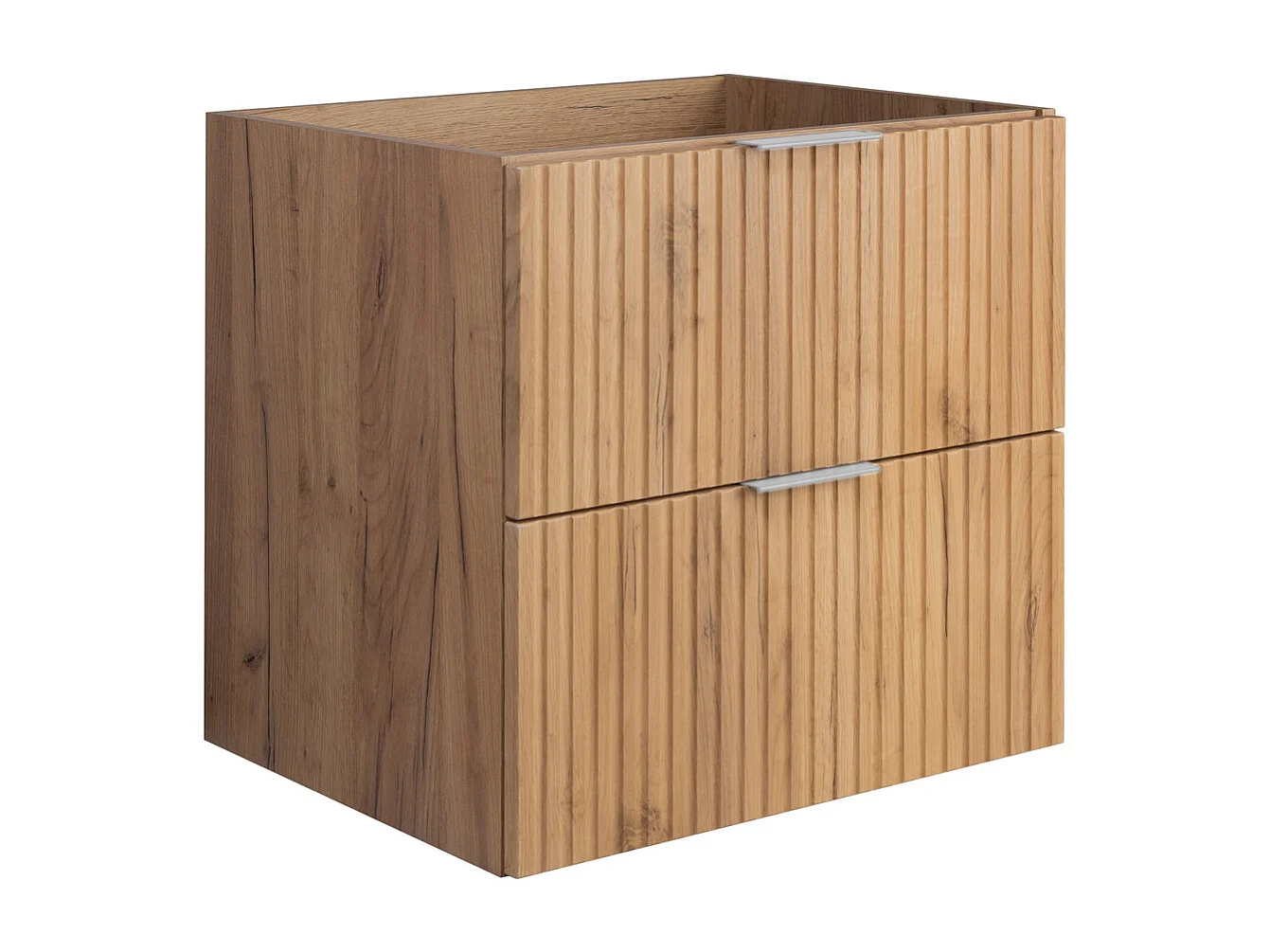 Meuble vasque, Chêne Craft, 60 x 57 x 46 cm, poignée argentée, sans plateau