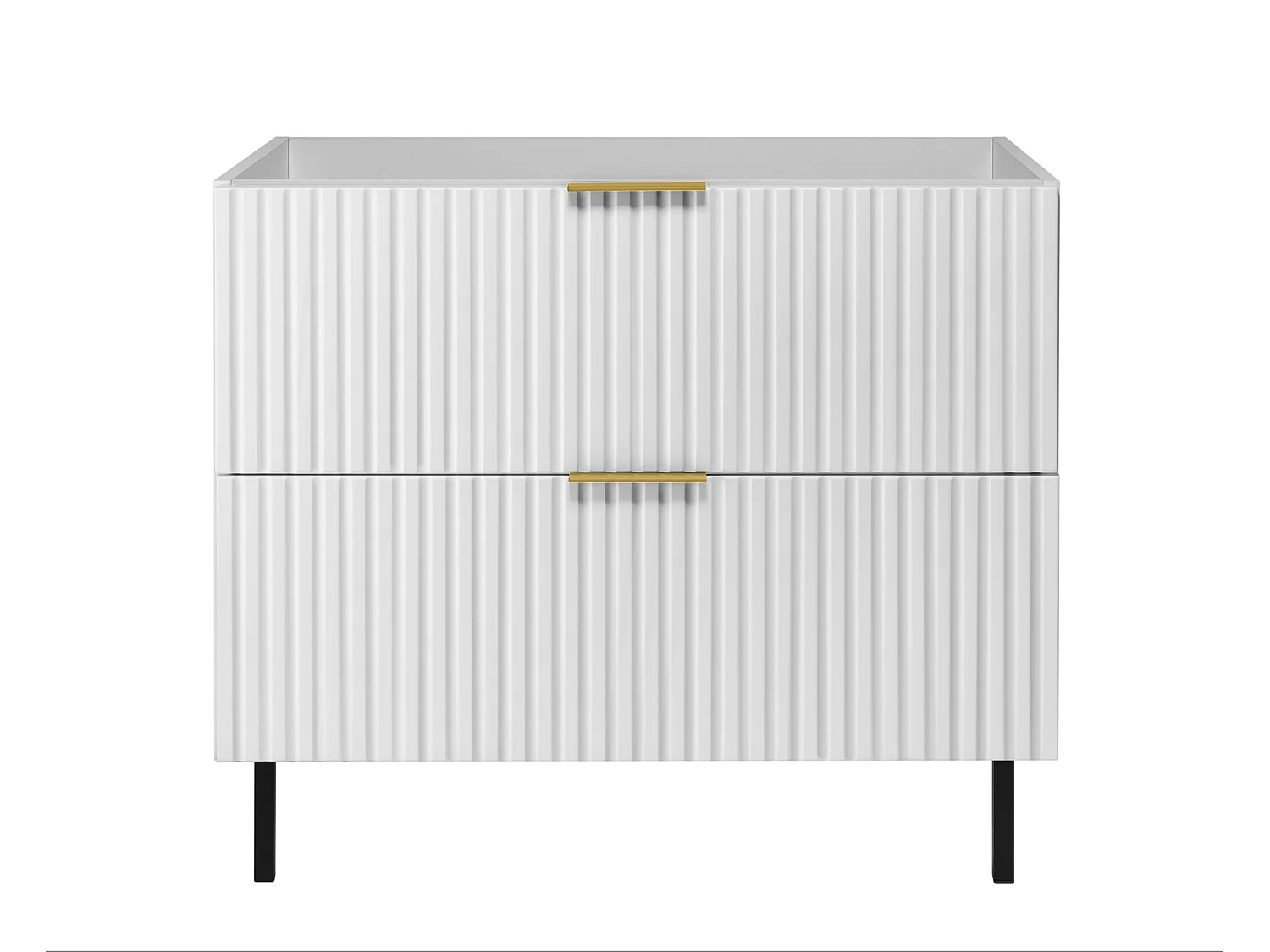 Waschbeckunterschrank, Weiß, 80 x 77 x 46 cm, goldener Griff, schwarze Beine, ohne Arbeitsplatte