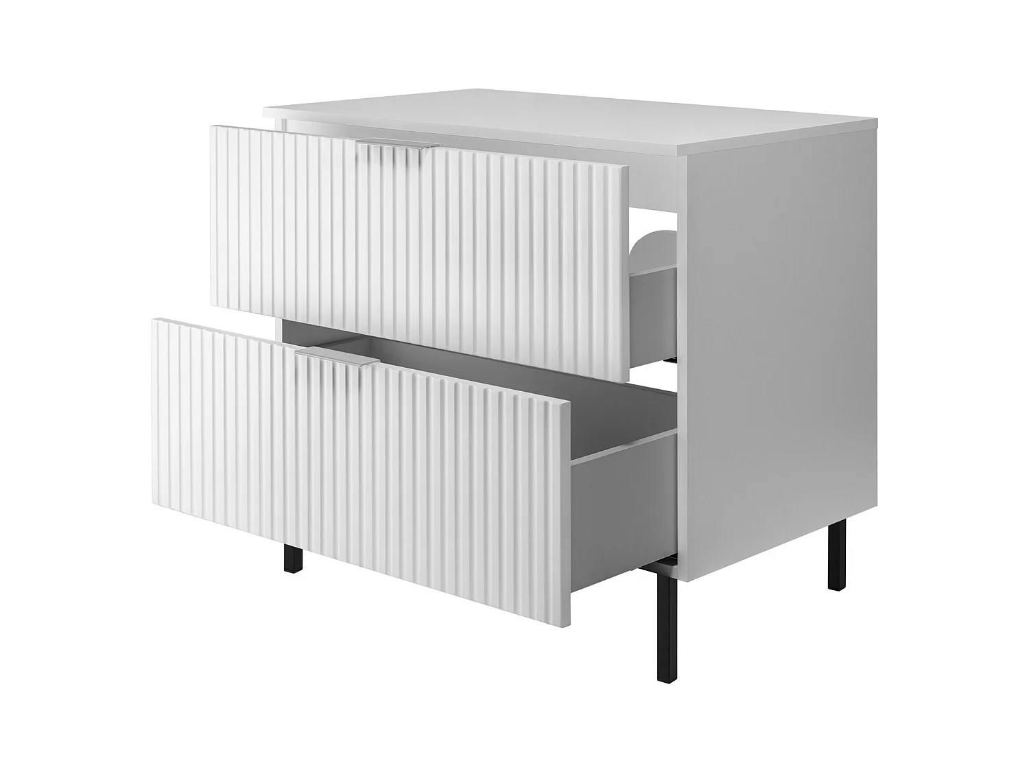 Mueble de lavabo, Blanco, 80 x 77 x 46 cm, tirador plata, patas Negros + Encimera