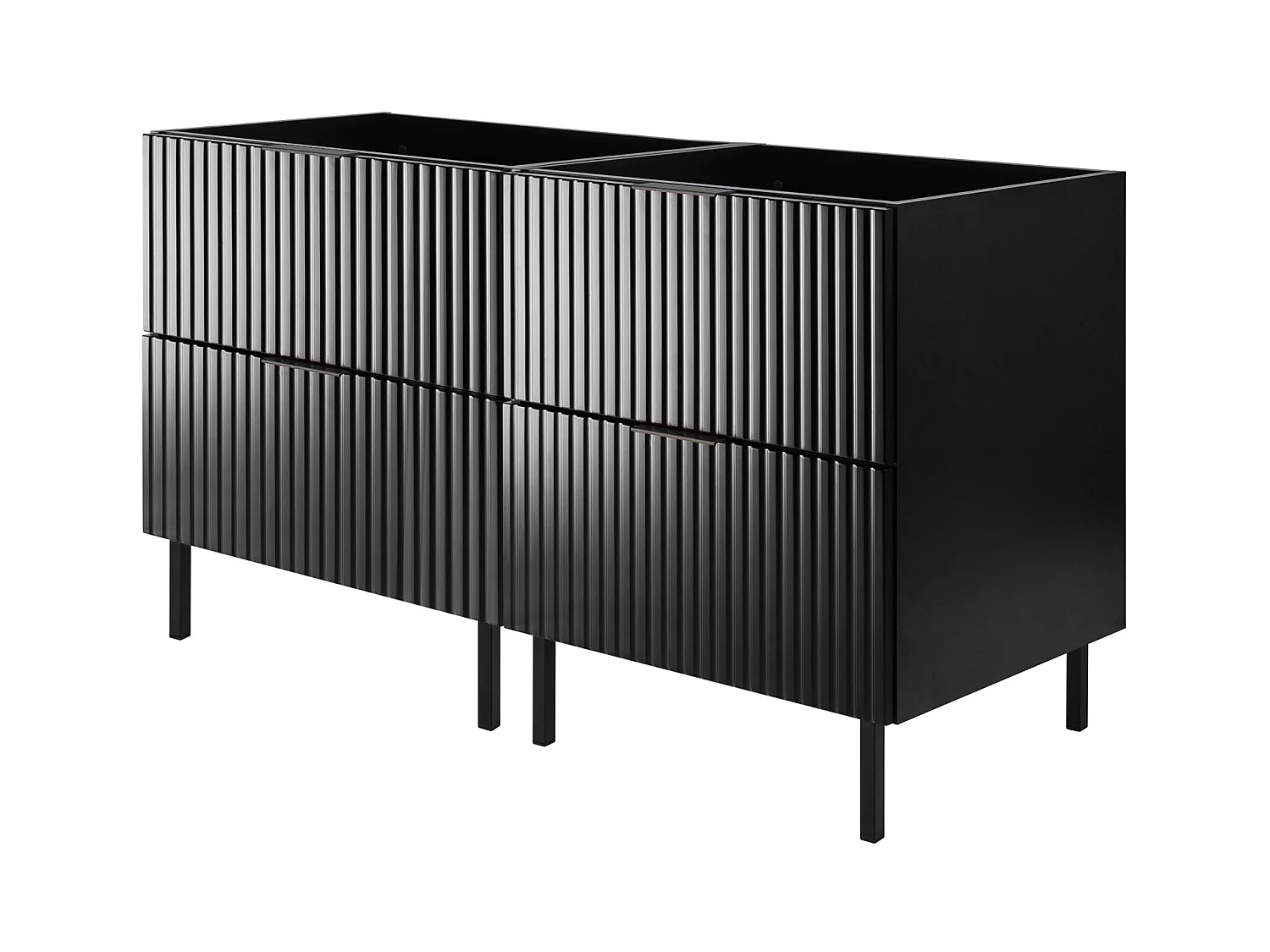 Meuble vasque, Noir, 120 (2 x 60) x 77 x 46 cm, poignée noire, pieds noirs, sans plateau