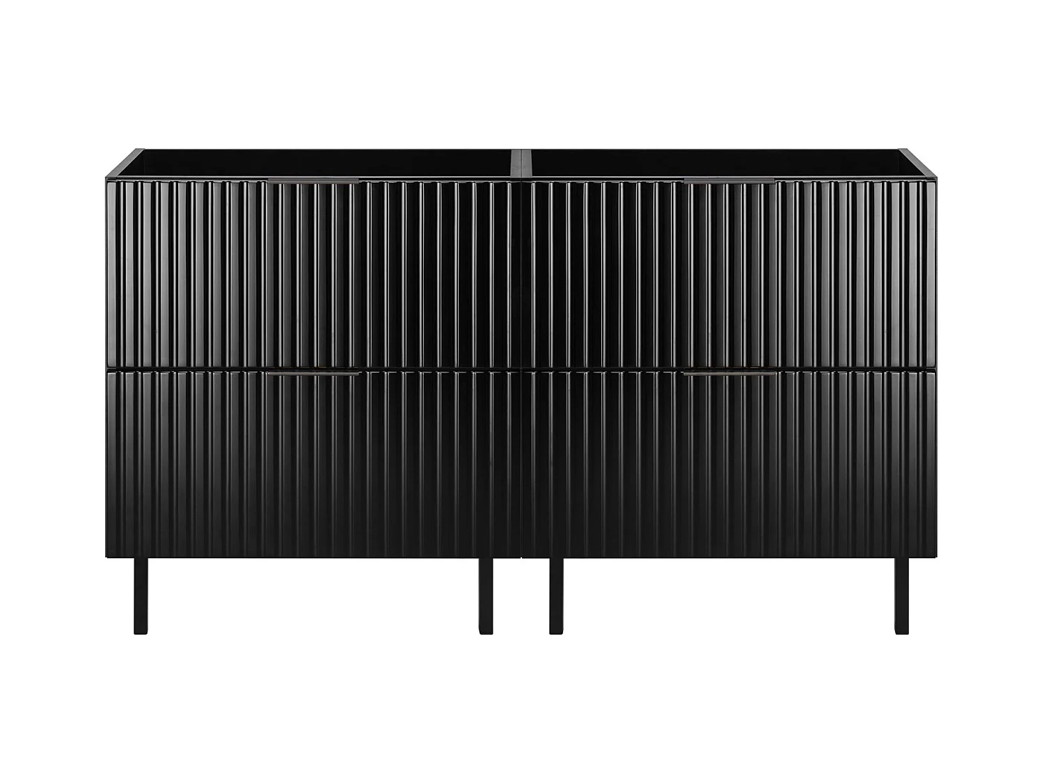 Meuble vasque, Noir, 120 (2 x 60) x 77 x 46 cm, poignée noire, pieds noirs, sans plateau