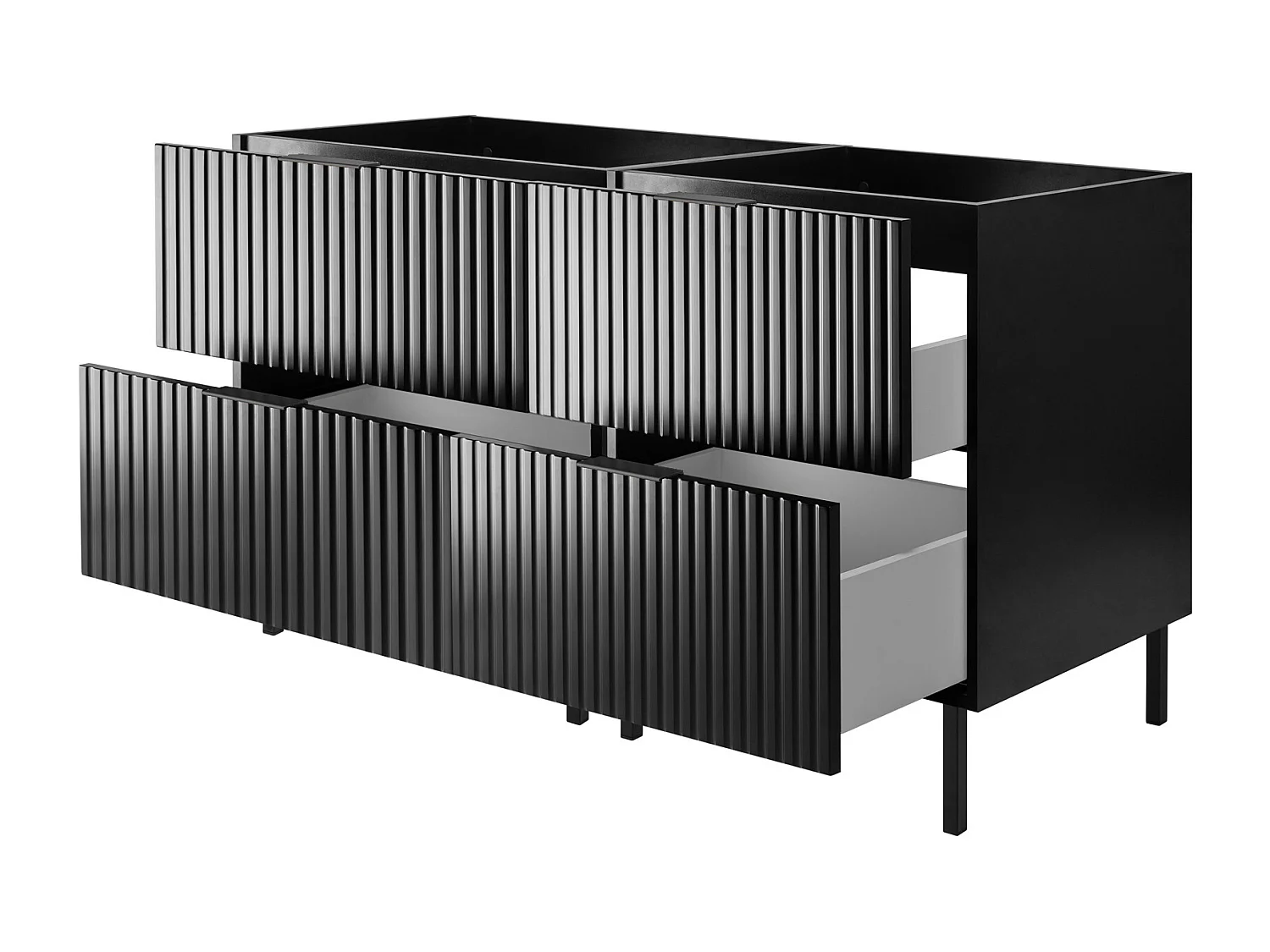 Szafka pod umywalkę, Czarny, 120 (2 x 60) x 77 x 46 cm, uchwyt czarny, nogi czarne, bez blatu