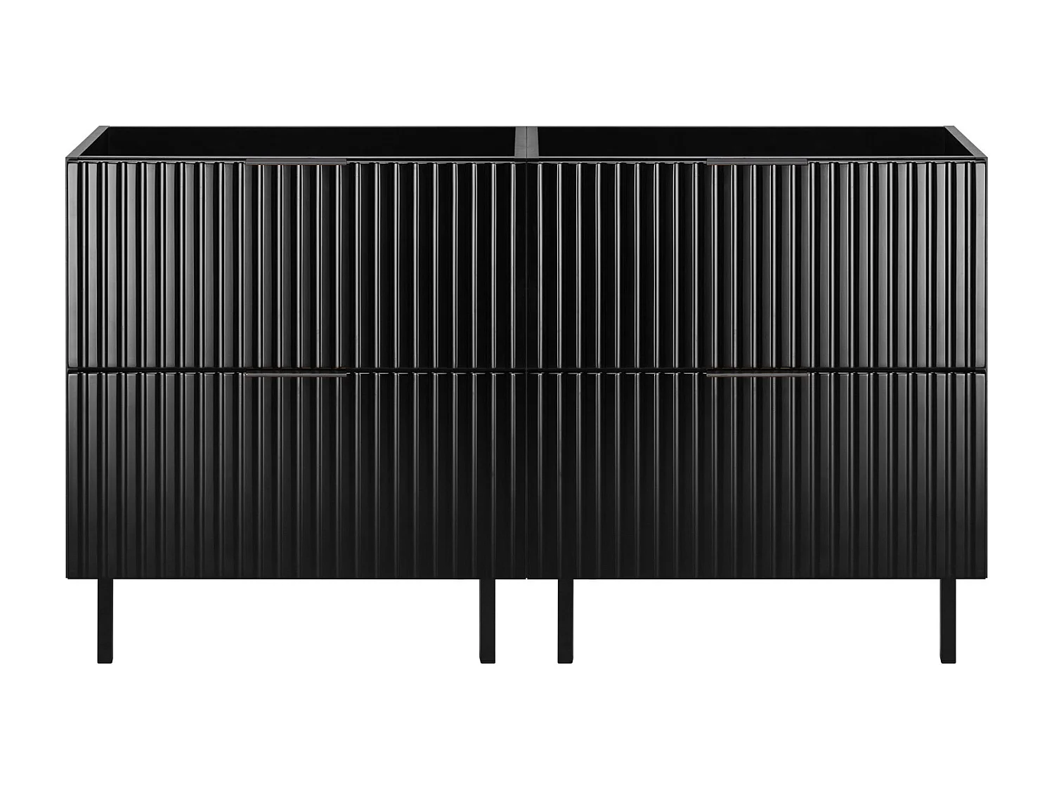 Szafka pod umywalkę, Czarny, 120 (2 x 60) x 77 x 46 cm, uchwyt czarny, nogi czarne, bez blatu