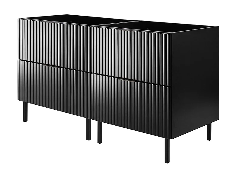 Waschbeckunterschrank, Schwarz, 120 (2 x 60) x 77 x 46 cm, schwarzer Griff, schwarze Beine, ohne Arbeitsplatte