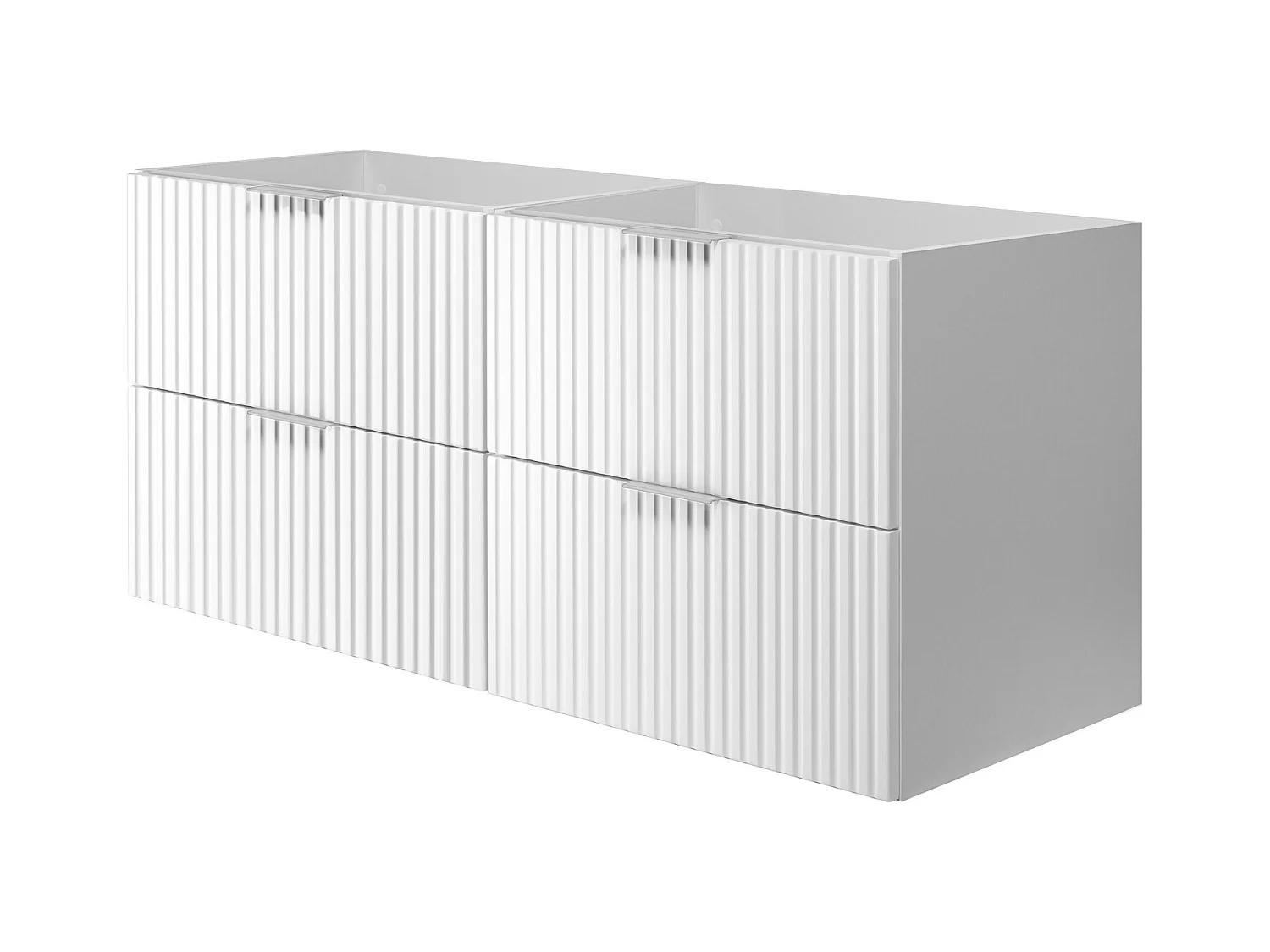 Meuble vasque, Blanc, 120 (2 x 60) x 57 x 46 cm, poignée argentée, sans plateau