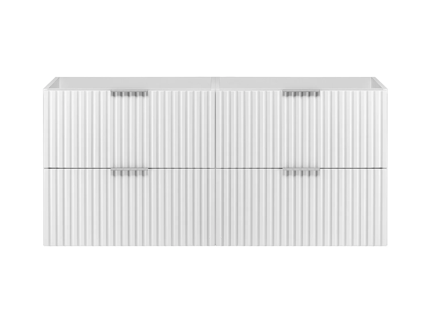 Meuble vasque, Blanc, 120 (2 x 60) x 57 x 46 cm, poignée argentée, sans plateau