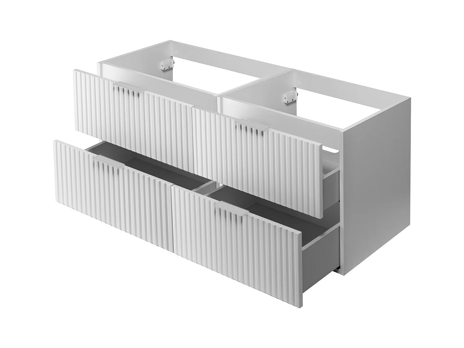 Meuble vasque, Blanc, 120 (2 x 60) x 57 x 46 cm, poignée argentée, sans plateau