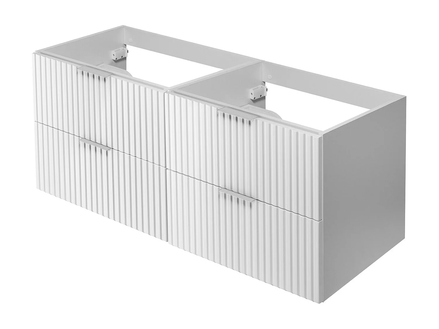 Mobile lavabo, Bianco, 120 (2 x 60) x 57 x 46 cm, maniglia argento, senza piano