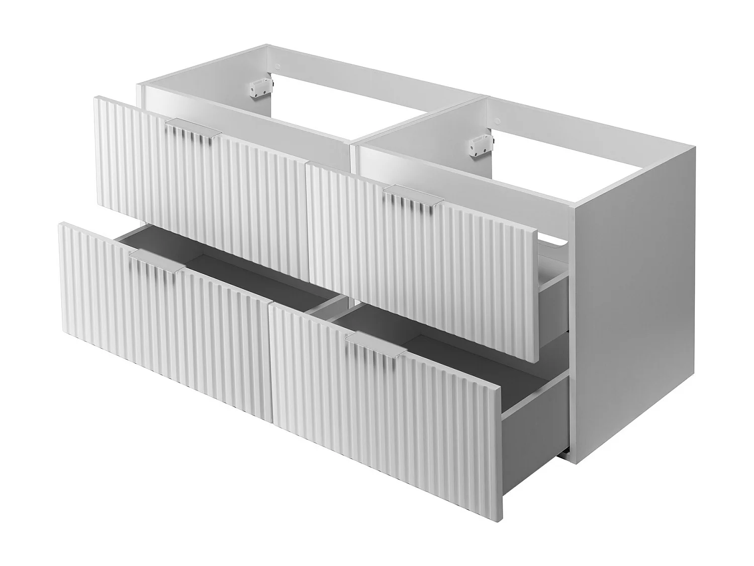 Mobile lavabo, Bianco, 120 (2 x 60) x 57 x 46 cm, maniglia argento, senza piano