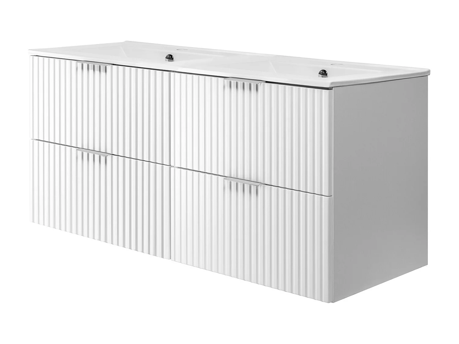 Mobile lavabo, Bianco, 120 (2 x 60) x 57 x 46 cm, maniglia argento, senza piano