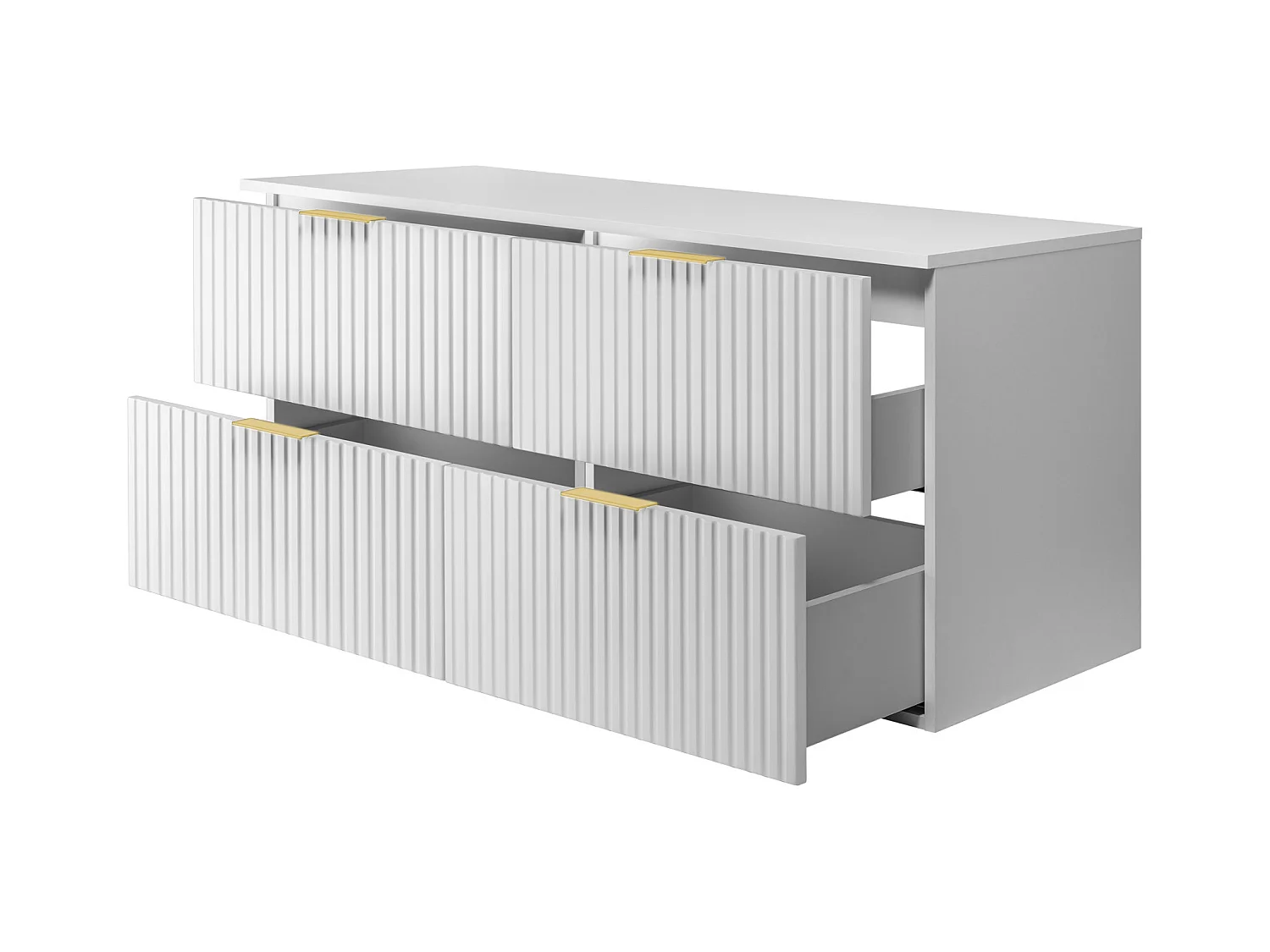 Mobile lavabo, Bianco, 120 (2 x 60) x 57 x 46 cm, maniglia oro + Piano