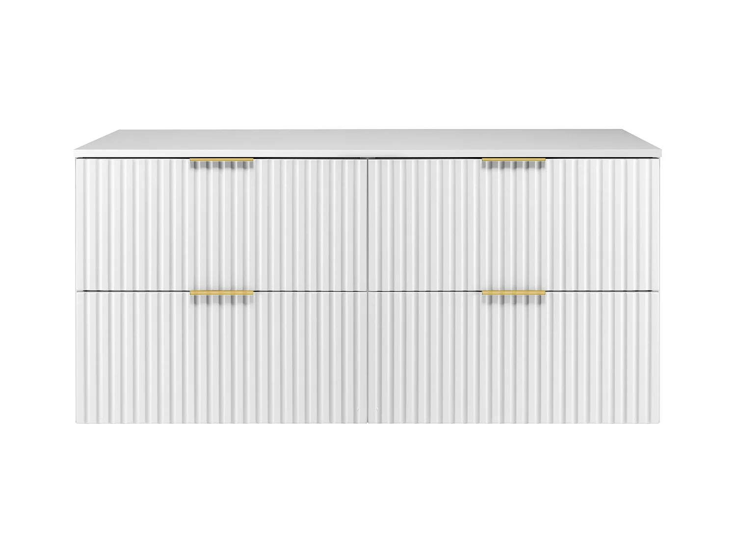 Mobile lavabo, Bianco, 120 (2 x 60) x 57 x 46 cm, maniglia oro + Piano