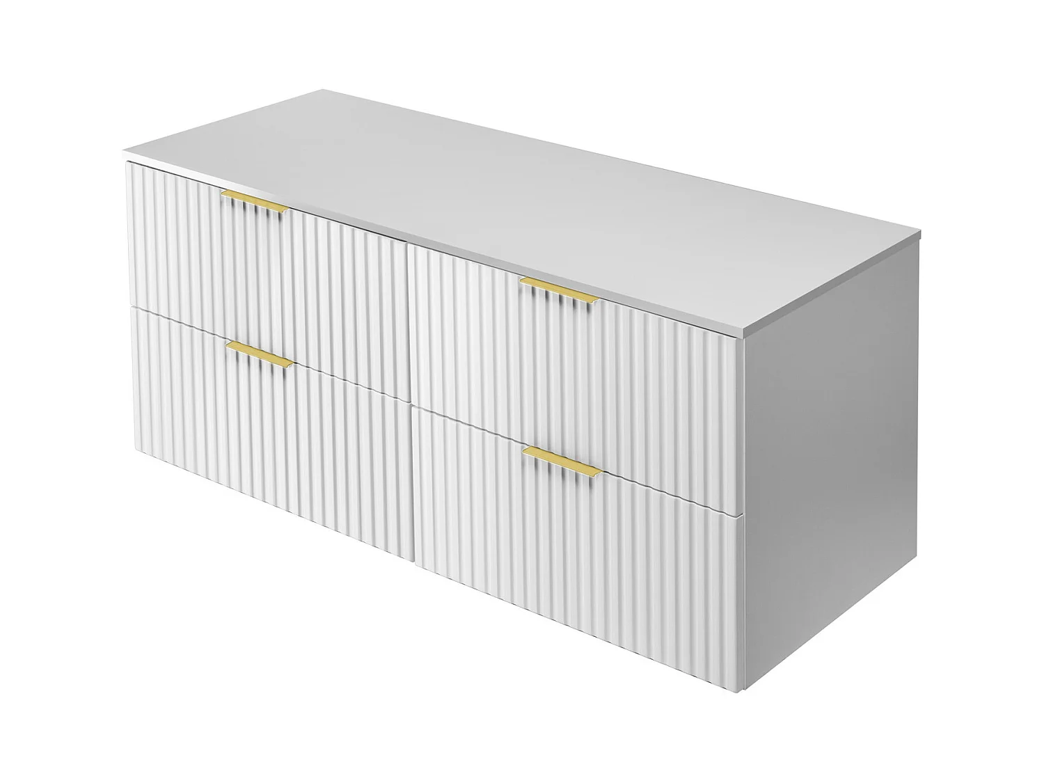 Mobile lavabo, Bianco, 120 (2 x 60) x 57 x 46 cm, maniglia oro + Piano